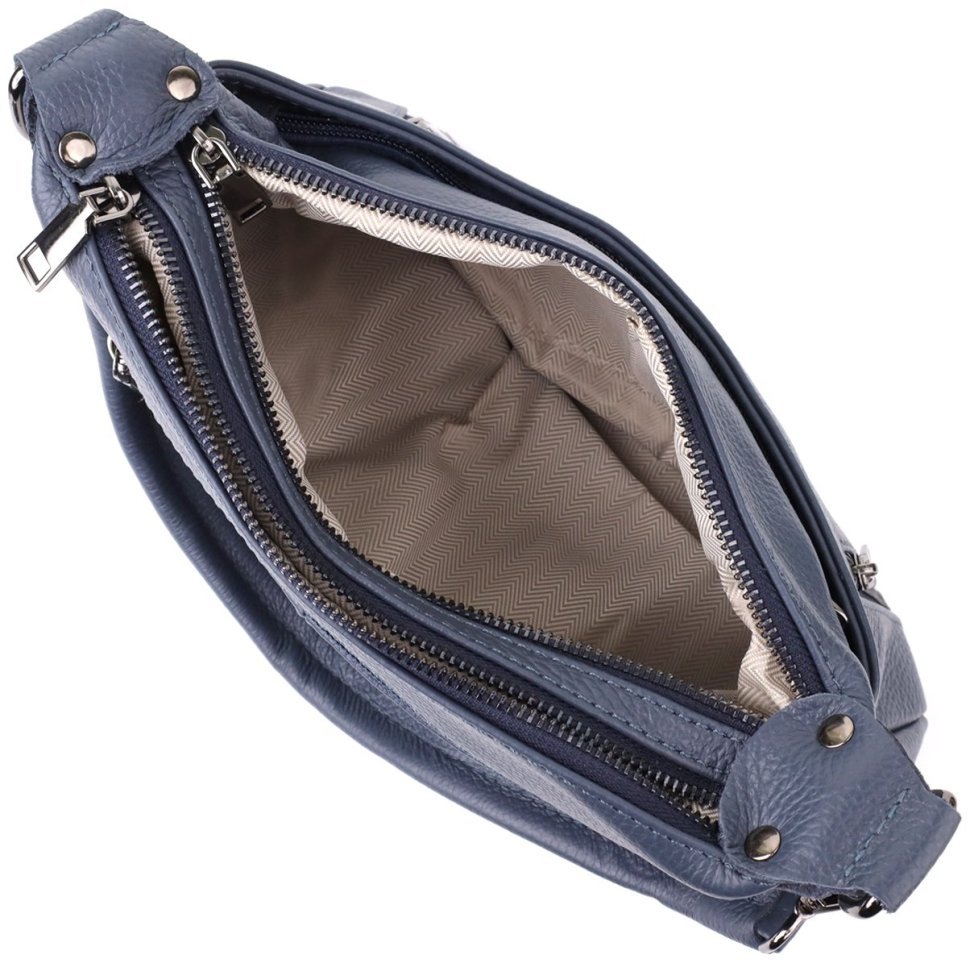 Повседневная женская сумка из фактурной кожи синего цвета Vintage 103145 modnotak фото №7