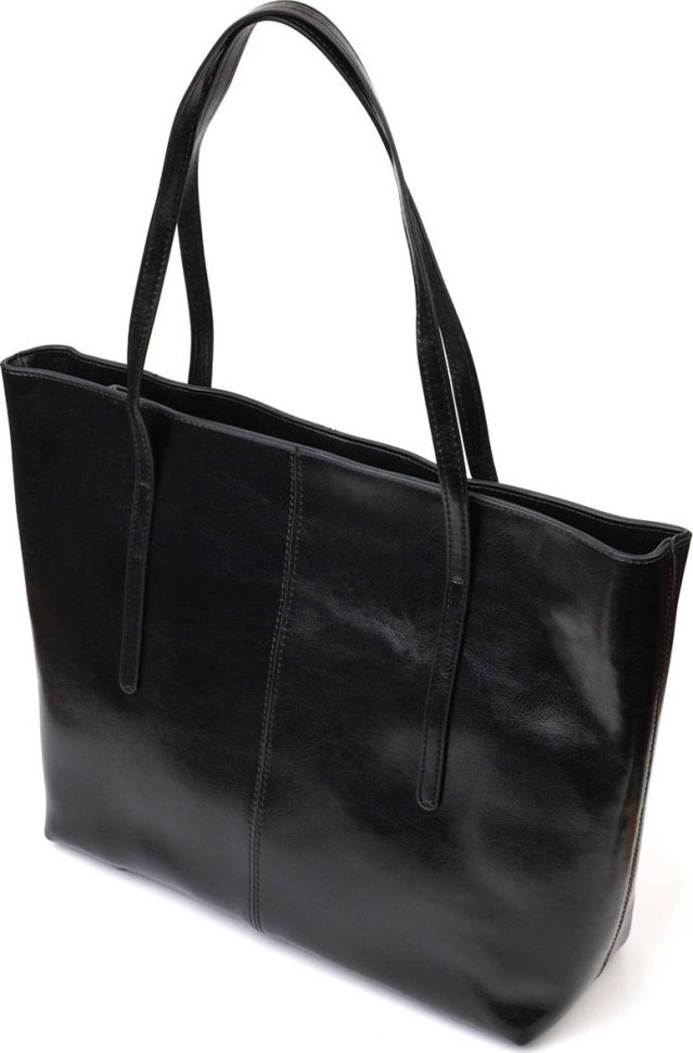 Женская кожаная сумка шоппер черного цвета Vintage (2422095)