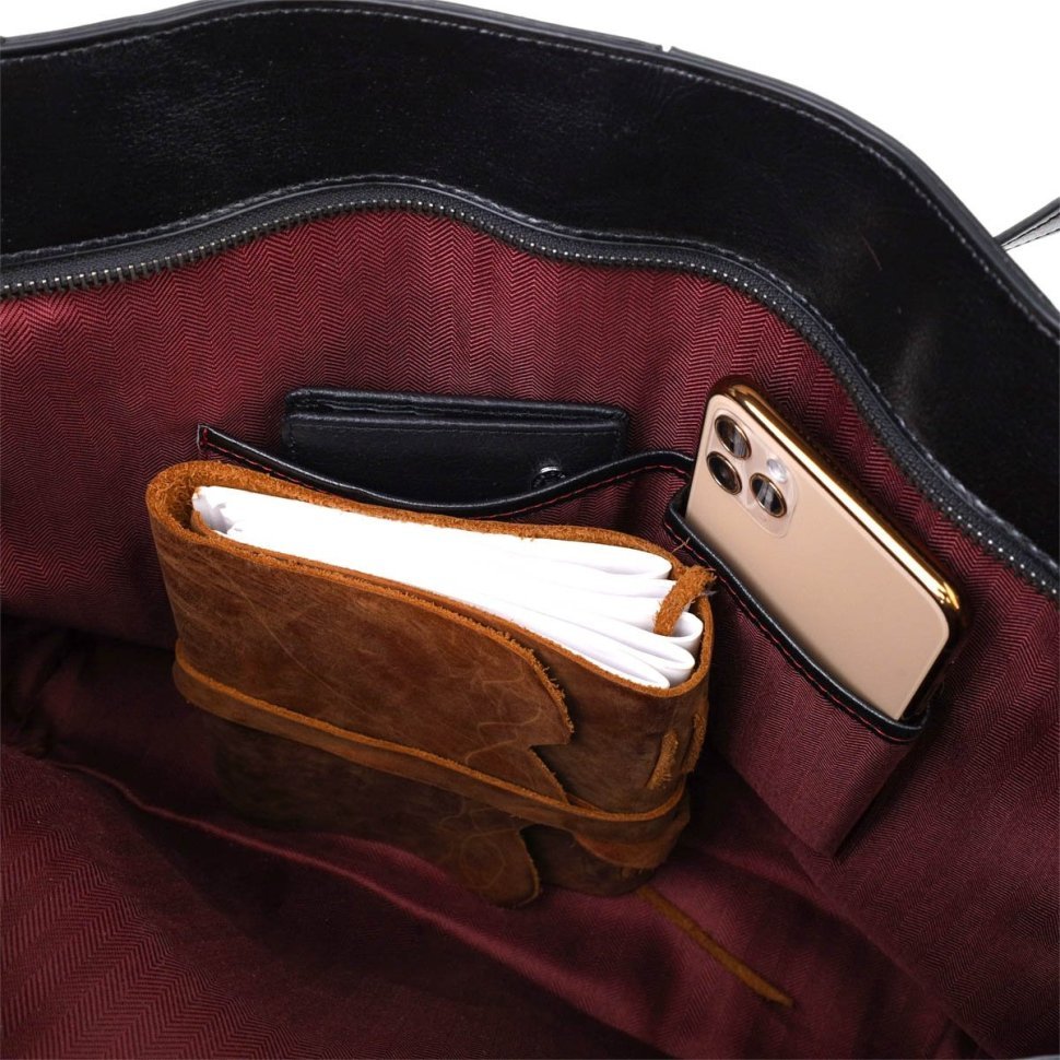 Женская кожаная сумка шоппер черного цвета Vintage (2422095) modnotak фото №6