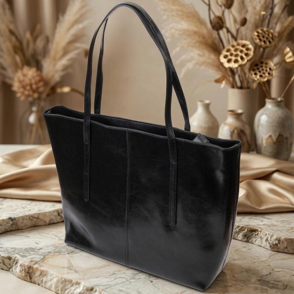 Женская кожаная сумка шоппер черного цвета Vintage (2422095) modnotak фото №12