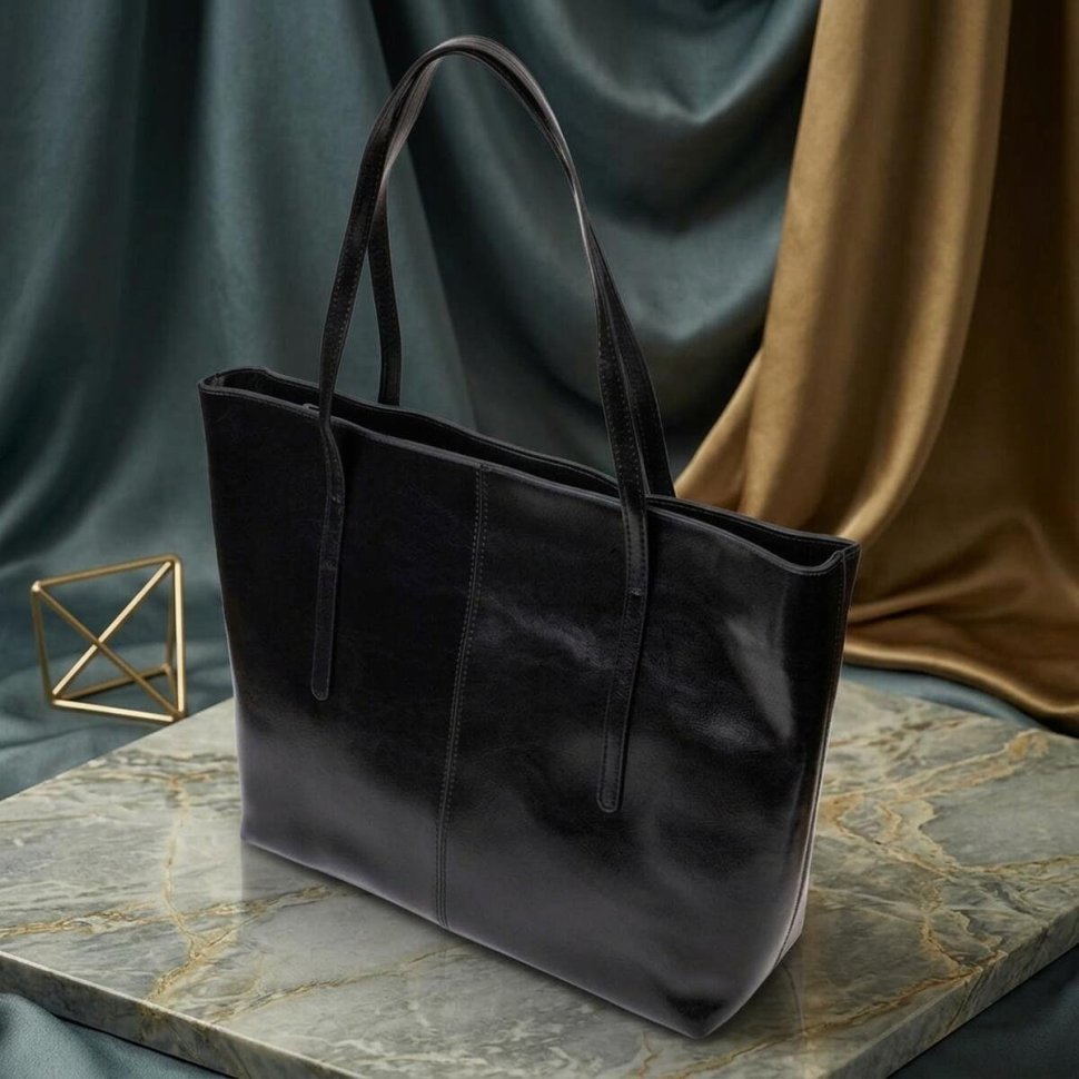 Женская кожаная сумка шоппер черного цвета Vintage (2422095) modnotak фото №15