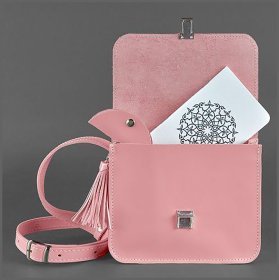 Ророзовая бохо-сумка из кожи высокого качества BlankNote Лилу (12699)