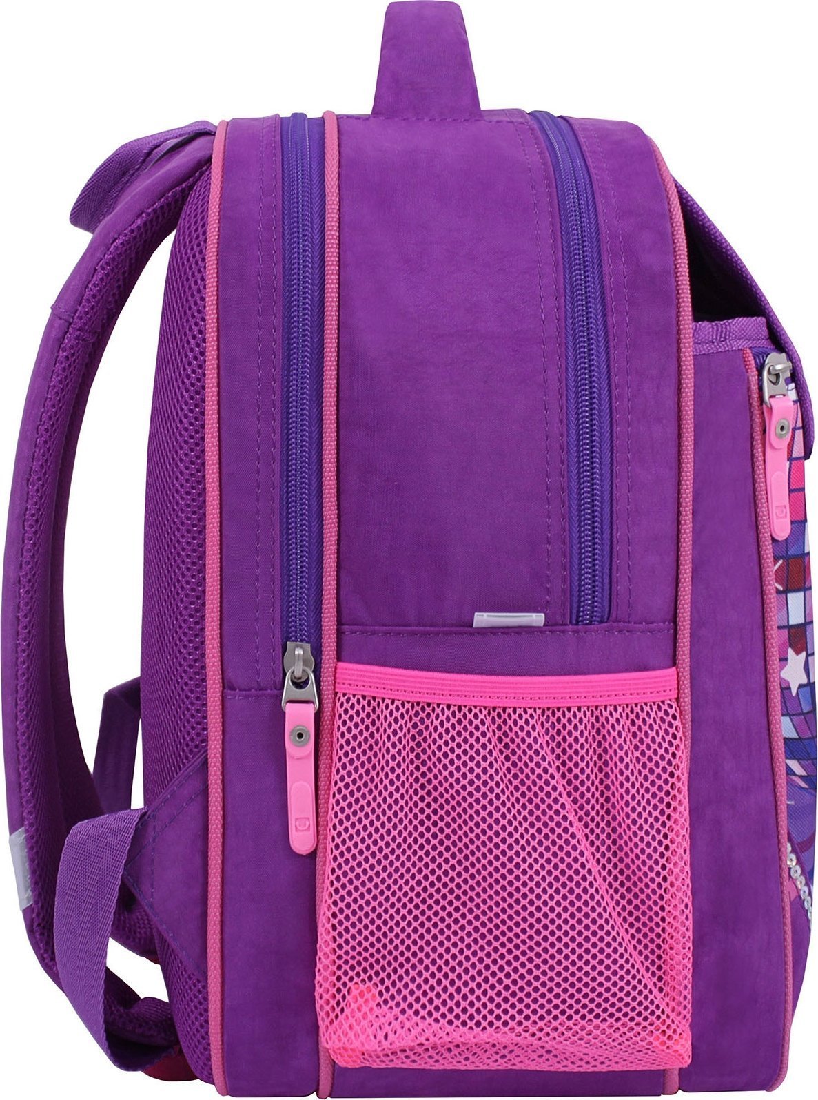Фиолетовый текстильный школьный рюкзак для девочек с котиком Bagland (53745)