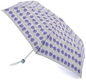 Зонт женский Fulton Superslim-2 L553 Tropical Stripe (складной, механика, синий с принтом цветка) 93845