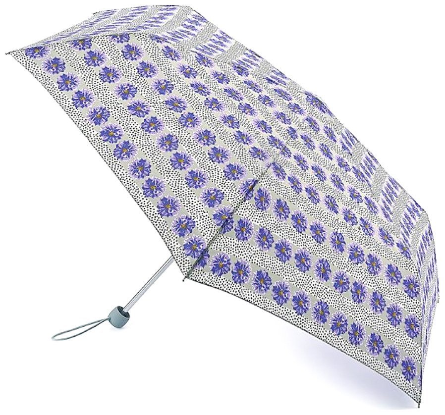 Зонт женский Fulton Superslim-2 L553 Tropical Stripe (складной, механика, синий с принтом цветка) 93845 modnotak фото №1