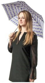 Зонт женский Fulton Superslim-2 L553 Tropical Stripe (складной, механика, синий с принтом цветка) 93845