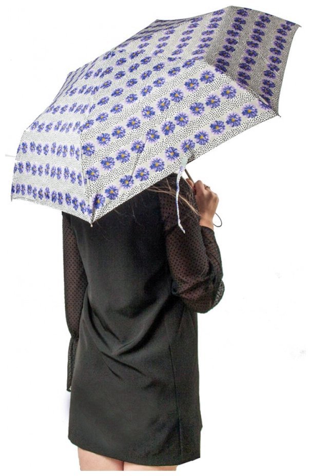 Зонт женский Fulton Superslim-2 L553 Tropical Stripe (складной, механика, синий с принтом цветка) 93845 modnotak фото №3