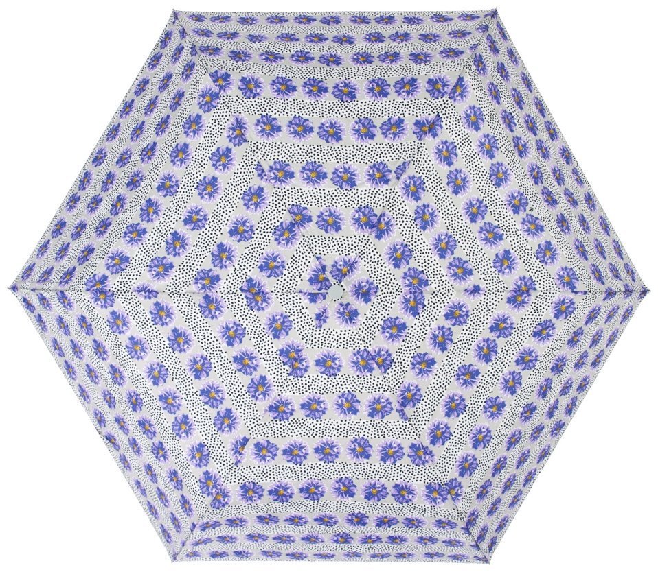 Зонт женский Fulton Superslim-2 L553 Tropical Stripe (складной, механика, синий с принтом цветка) 93845 modnotak фото №4