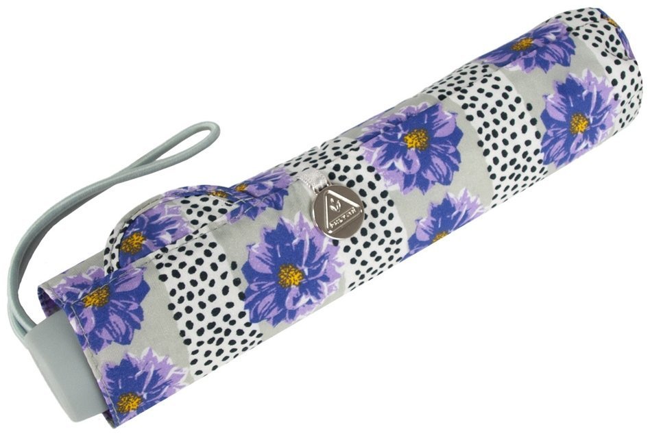 Зонт женский Fulton Superslim-2 L553 Tropical Stripe (складной, механика, синий с принтом цветка) 93845 modnotak фото №6