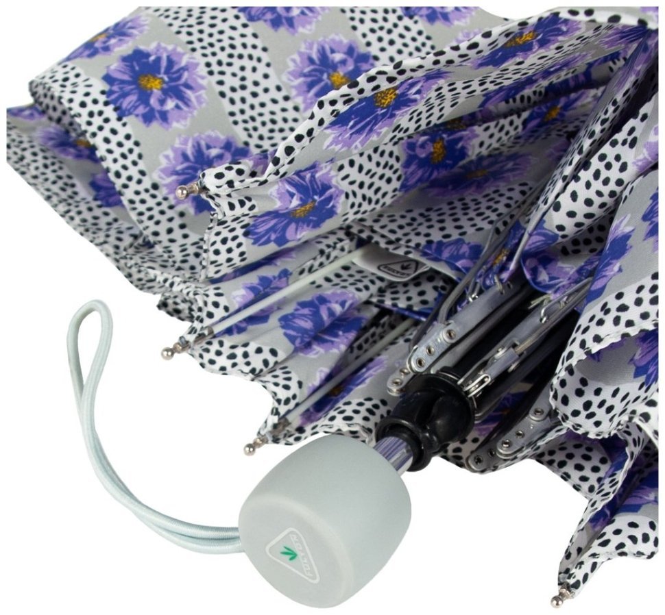 Зонт женский Fulton Superslim-2 L553 Tropical Stripe (складной, механика, синий с принтом цветка) 93845 modnotak фото №7