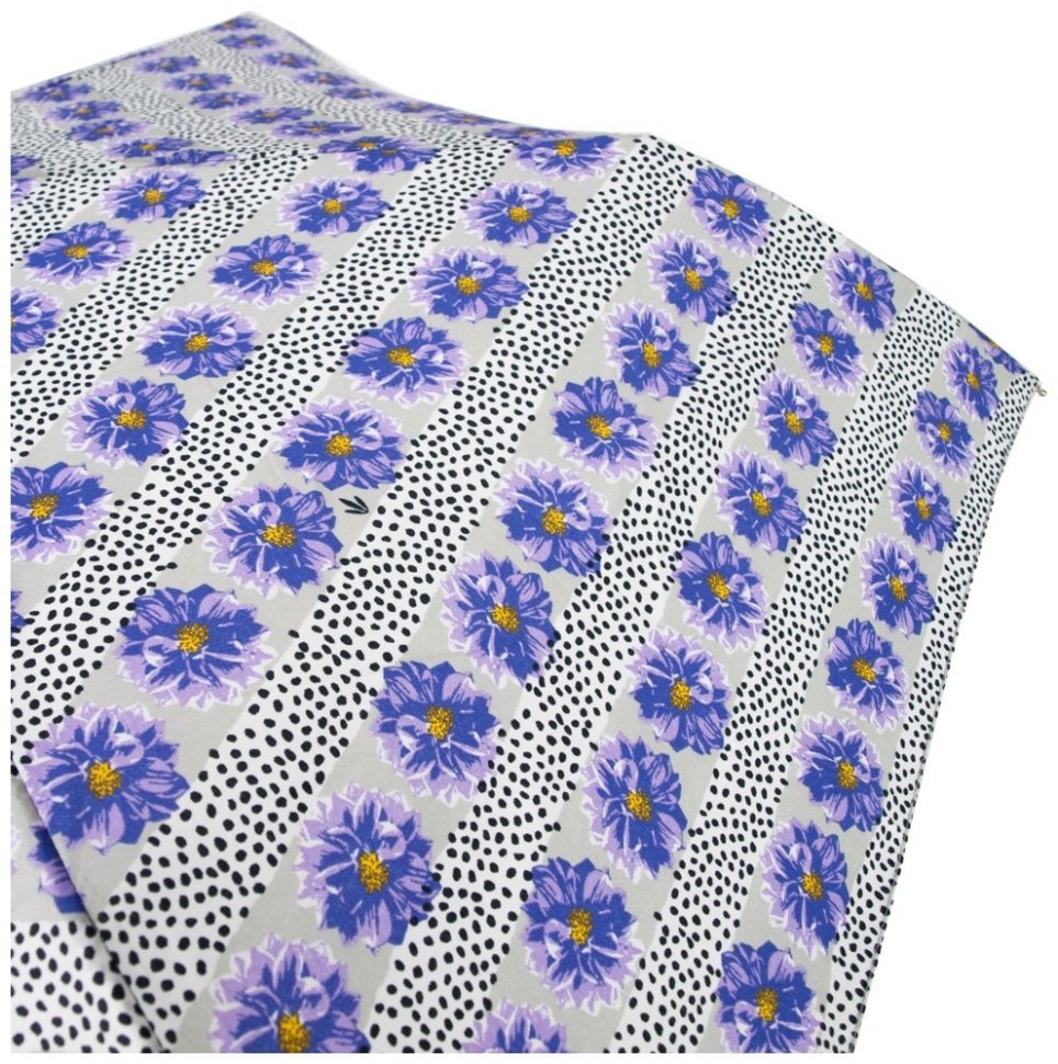 Зонт женский Fulton Superslim-2 L553 Tropical Stripe (складной, механика, синий с принтом цветка) 93845 modnotak фото №10