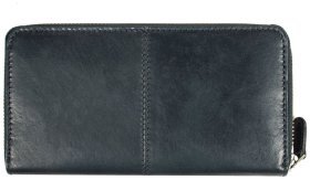 Жіночий горизонтальний гаманець з гладкої шкіри на блискавці Ashwood T90 94245 чорного кольору