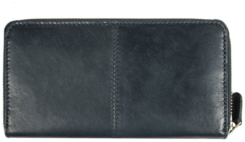 Жіночий горизонтальний гаманець з гладкої шкіри на блискавці Ashwood T90 94245 чорного кольору modnotak фото №1