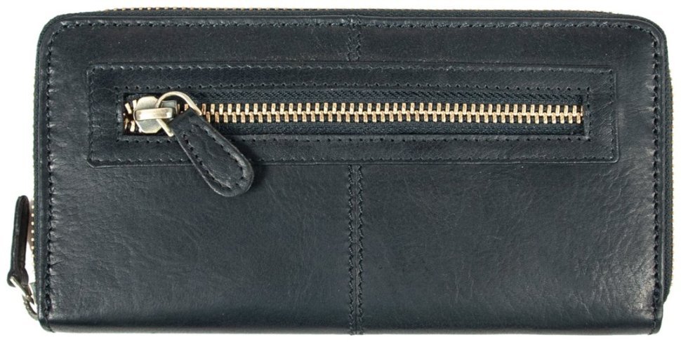Жіночий горизонтальний гаманець з гладкої шкіри на блискавці Ashwood T90 94245 чорного кольору modnotak фото №2