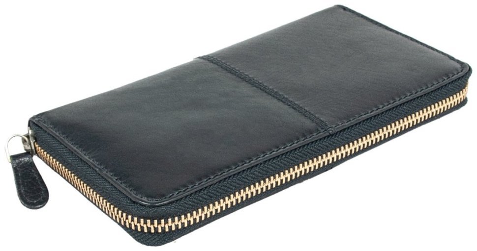 Жіночий горизонтальний гаманець з гладкої шкіри на блискавці Ashwood T90 94245 чорного кольору modnotak фото №3