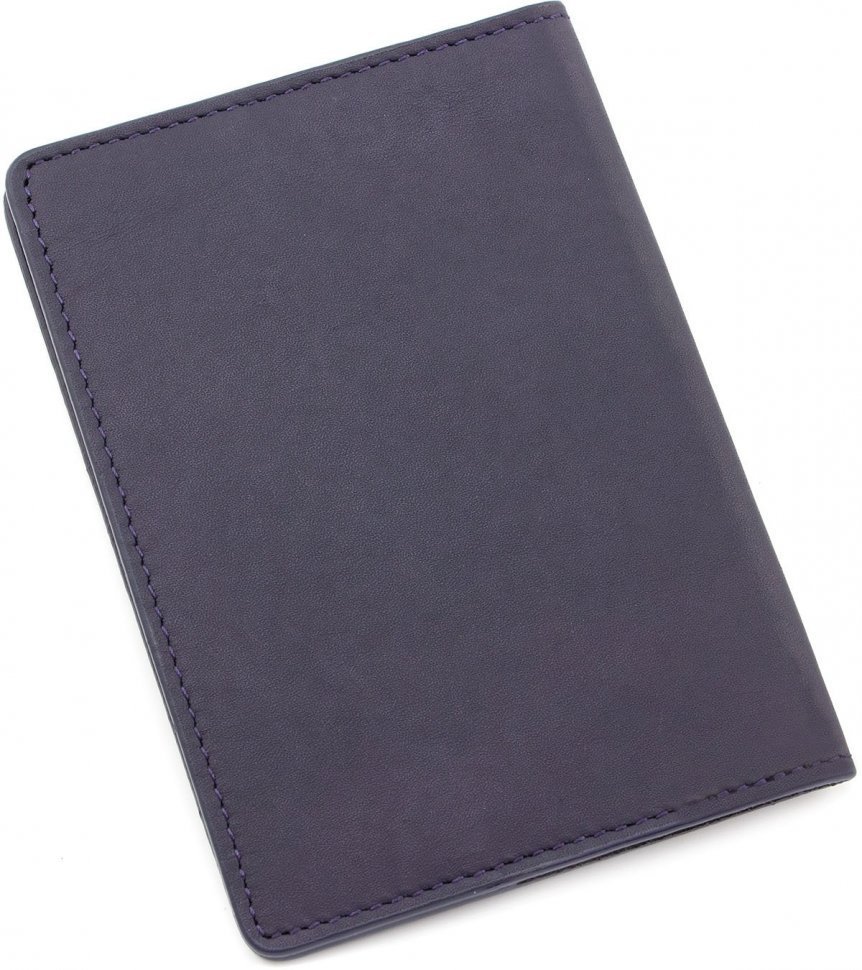 Обкладинка для паспорта темно-синього кольору з гладкої шкіри KARYA (093-44-1)