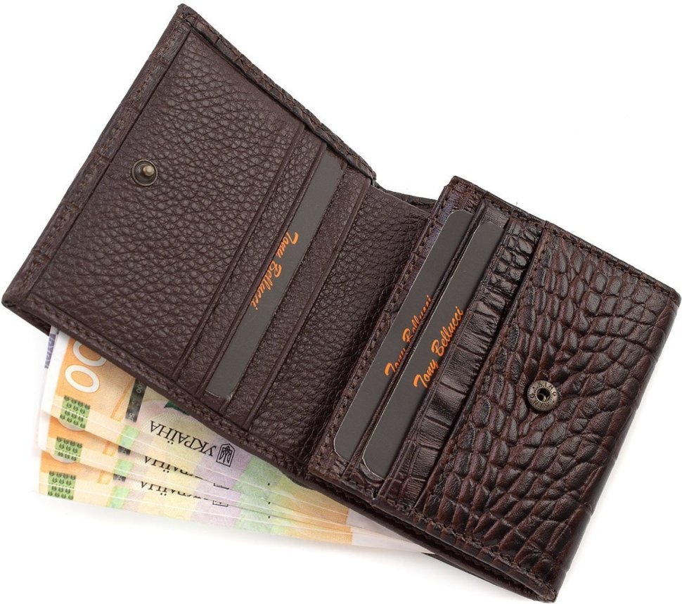 Повсякденний гаманець високої якості з натуральної коричневої шкіри Tony Bellucci (10778)