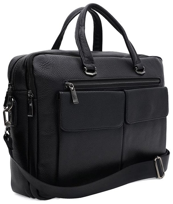 Деловой мужской портфель на каждый день из кожи флотар черного цвета Borsa Leather 104545 фото №1 Деловой мужской портфель на каждый день из кожи флотар черного цвета Borsa Leather 104545 modnotak фото №1