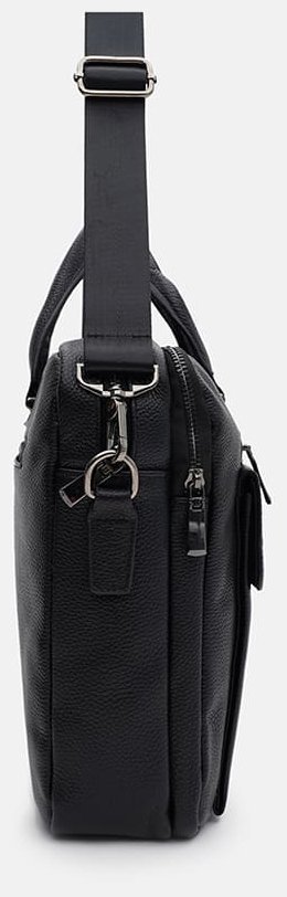 Деловой мужской портфель на каждый день из кожи флотар черного цвета Borsa Leather 104545 фото №4 Деловой мужской портфель на каждый день из кожи флотар черного цвета Borsa Leather 104545 modnotak фото №4