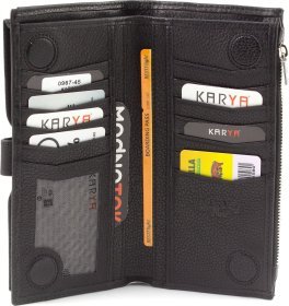 Чоловічий практичний чорний гаманець із зернистої шкіри KARYA (22018)