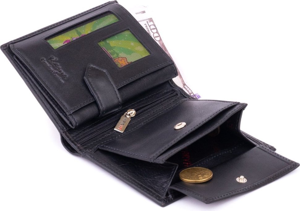 Черное вертикальное мужское портмоне из гладкой кожи без фиксации KARYA (2417392) фото №7 Черное вертикальное мужское портмоне из гладкой кожи без фиксации KARYA (2417392) modnotak фото №7