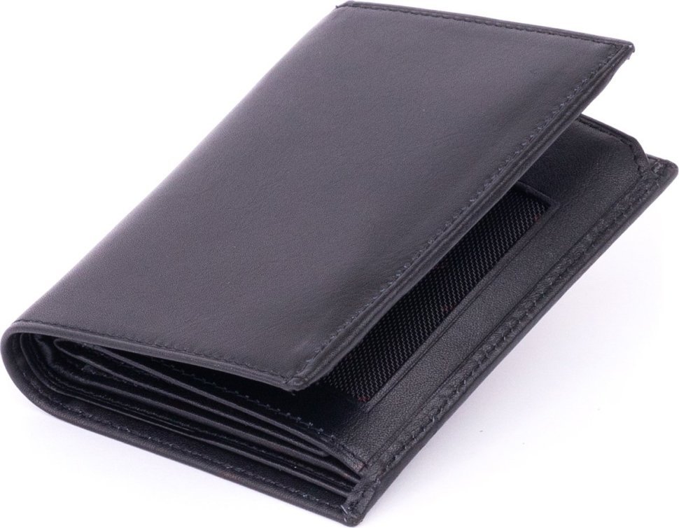 Черное вертикальное мужское портмоне из гладкой кожи без фиксации KARYA (2417392) фото №12 Черное вертикальное мужское портмоне из гладкой кожи без фиксации KARYA (2417392) modnotak фото №12