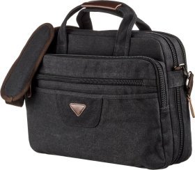 Класична чорна сумка для ноутбука з текстилю Vintage (20182)