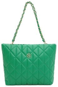 Стильная женская сумка из прочного кожзама с удобными ручками Monsen 94645 зеленого цвета