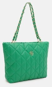 Стильная женская сумка из прочного кожзама с удобными ручками Monsen 94645 зеленого цвета