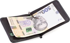 Компактний затиск для купюр чорного кольору з фіксацією на магніт Marco Coverna (18904)