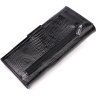 Чорний лаковий жіночий гаманець з натуральної шкіри з тисненням під рептилію KARYA (2421031) - 2