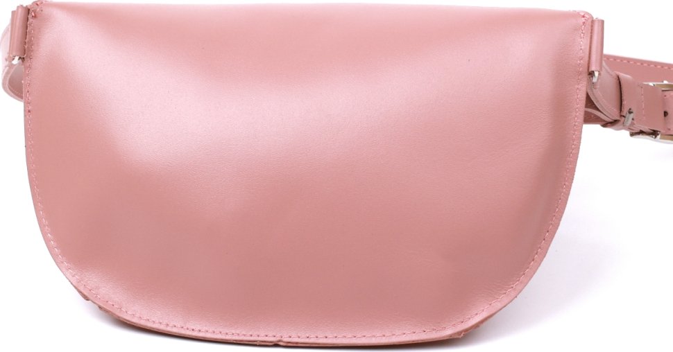Женская сумка-бананка из натуральной кожи розового цвета с гладкой поверхностью Shvigel (16385)
