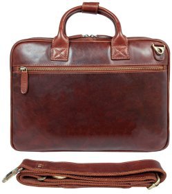 Мужская кожаная сумка для ноутбука через плечо на молнии Ashwood K46 коричневого цвета 95445