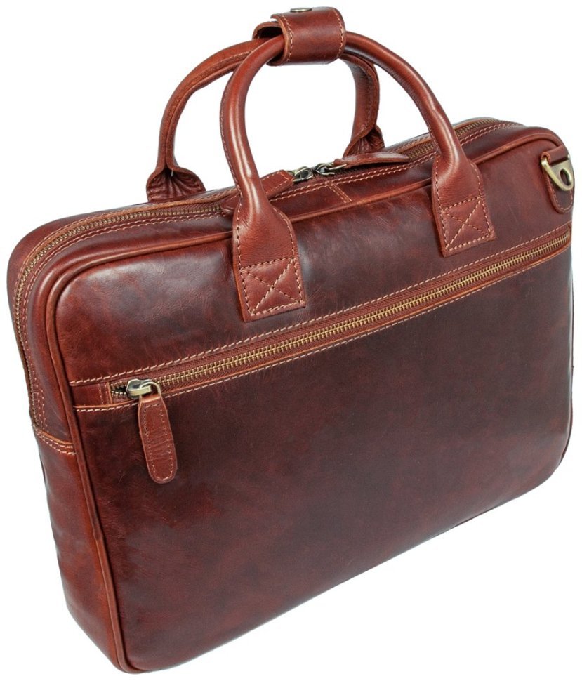 Мужская кожаная сумка для ноутбука через плечо на молнии Ashwood K46 коричневого цвета 95445 фото №2 Мужская кожаная сумка для ноутбука через плечо на молнии Ashwood K46 коричневого цвета 95445 modnotak фото №2
