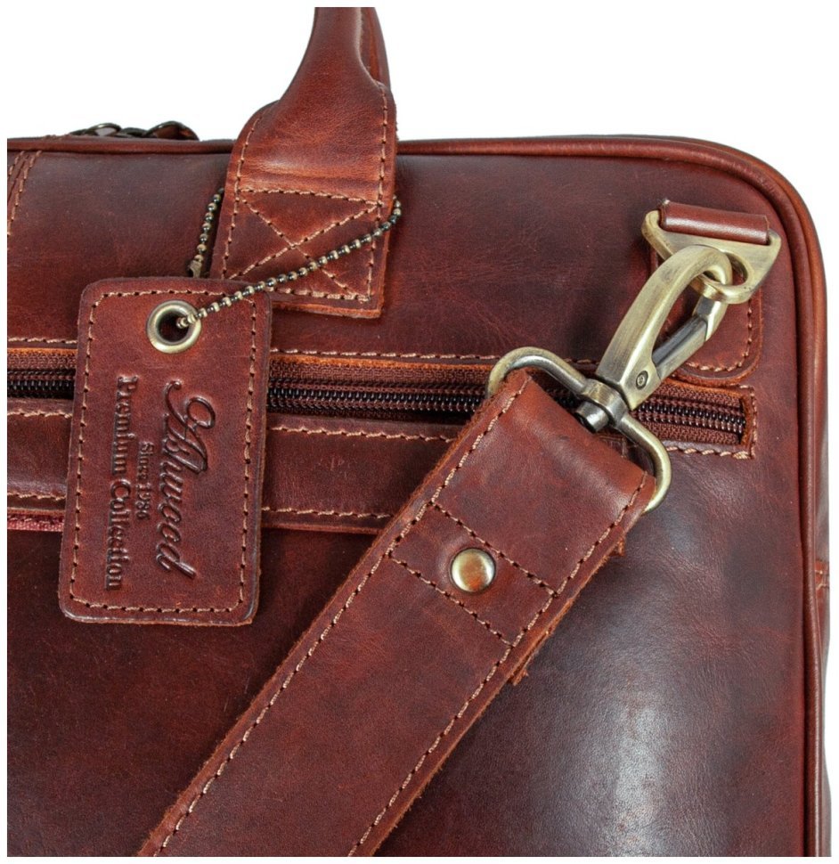 Мужская кожаная сумка для ноутбука через плечо на молнии Ashwood K46 коричневого цвета 95445 фото №5 Мужская кожаная сумка для ноутбука через плечо на молнии Ashwood K46 коричневого цвета 95445 modnotak фото №5