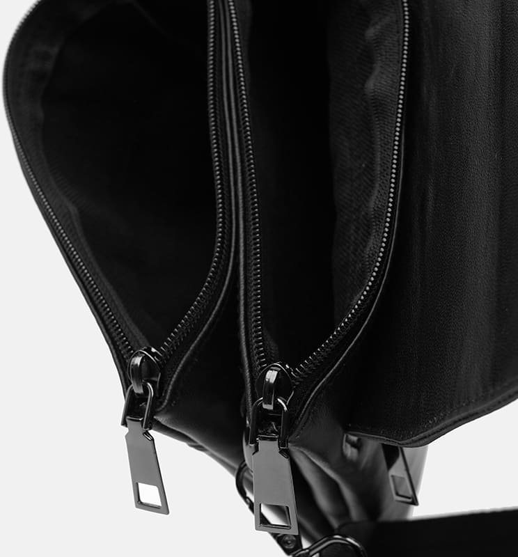 Мужская сумка маленького размера из натуральной черной кожи с клапаном Ricco Grande (21384)