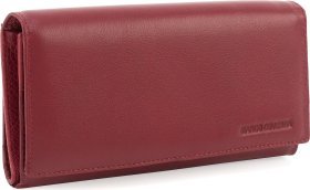 Бордовый кожаный кошелек с фиксацией на кнопку Marco Coverna (1655945)