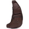 Чоловічий шкіряний рюкзак-слінг коричневого кольору через плече Keizer (56045) - 1
