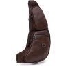 Мужской кожаный рюкзак-слинг коричневого цвета через плечо Keizer (56045) - 2