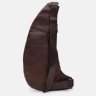 Чоловічий шкіряний рюкзак-слінг коричневого кольору через плече Keizer (56045) - 3