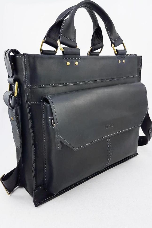 Удобная мужская сумка портфель на три отделения из винтажной кожи VATTO (11687)