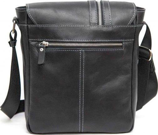Наплечная сумка планшет из кожи Крейзи черного цвета VATTO (11986)