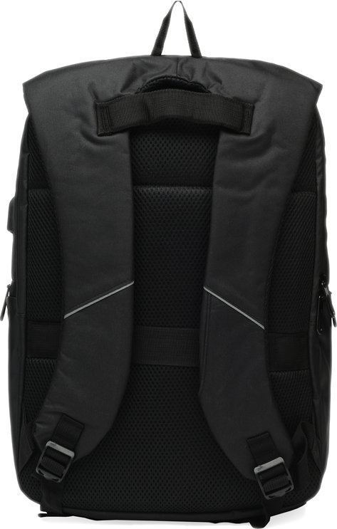 Добротний чоловічий рюкзак під ноутбук із поліестеру в чорному кольорі Monsen (56845)