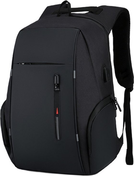 Добротний чоловічий рюкзак під ноутбук із поліестеру в чорному кольорі Monsen (56845)