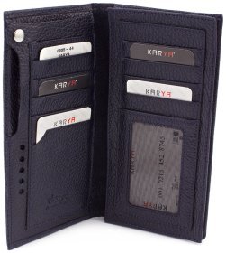 Стильный кожаный купюрник синего цвета KARYA (16071)