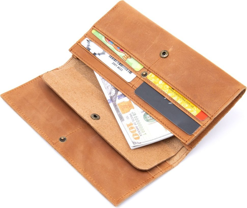 Рудий гаманець у ретро стилі з натуральної шкіри Vintage (2414295)