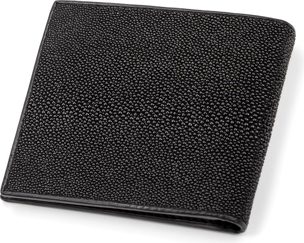 Чорне портмоне з натуральної шкіри морського ската без монетниці STINGRAY LEATHER (024-18071)
