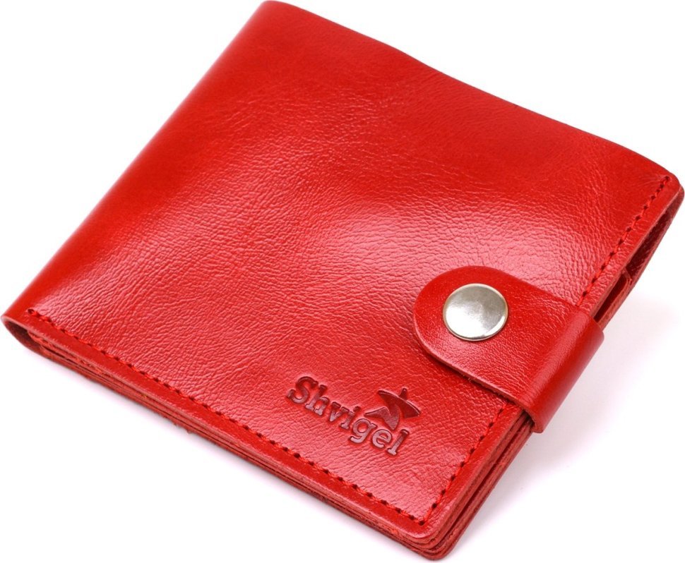 Маленький жіночий гаманець подвійного складання з червоної шкіри Shvigel (2416440)