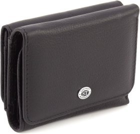 Компактний жіночий гаманець із натуральної шкіри чорного кольору ST Leather 1767245