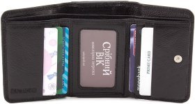 Компактний жіночий гаманець із натуральної шкіри чорного кольору ST Leather 1767245